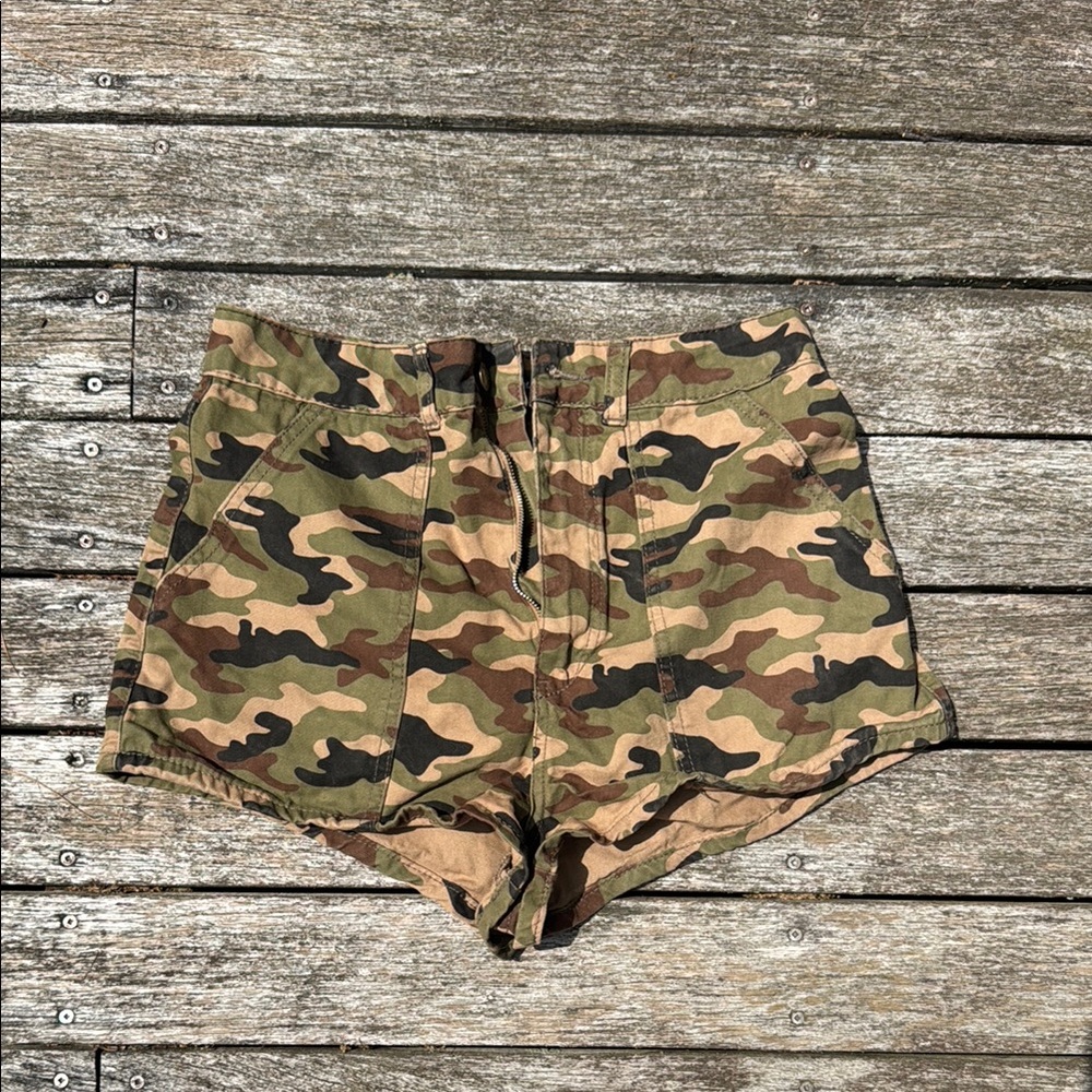 Nasty Gal Camo High Rise Shorts